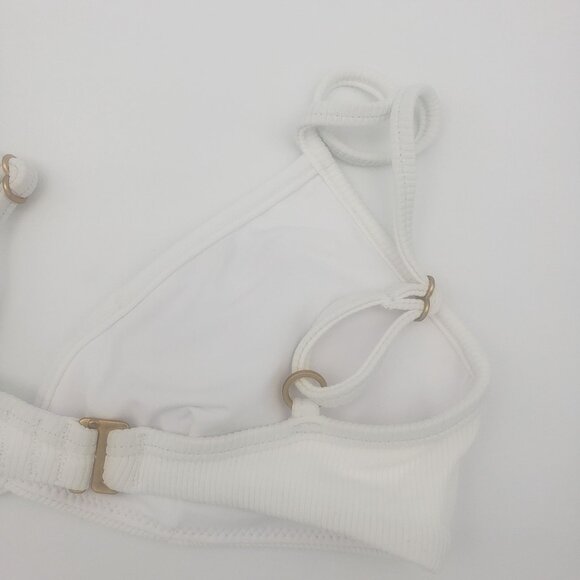 L*Space LSPACE Ribbed Helena Bikini Top Size XS White Adjustable Straps & V Wire - Picture 7 of 16